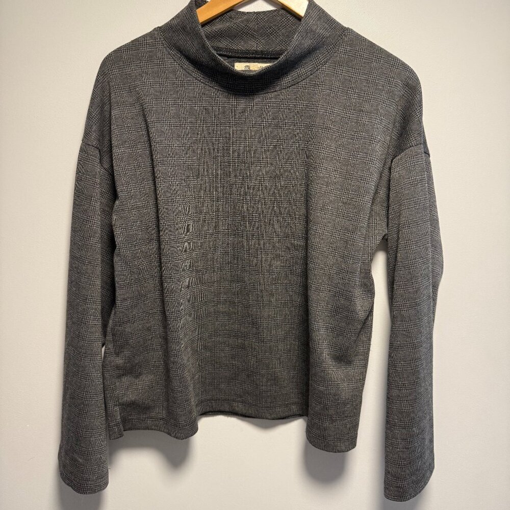 Madewell Grey Glen Plaid Mock Neck Top Med - Picture 3 of 8